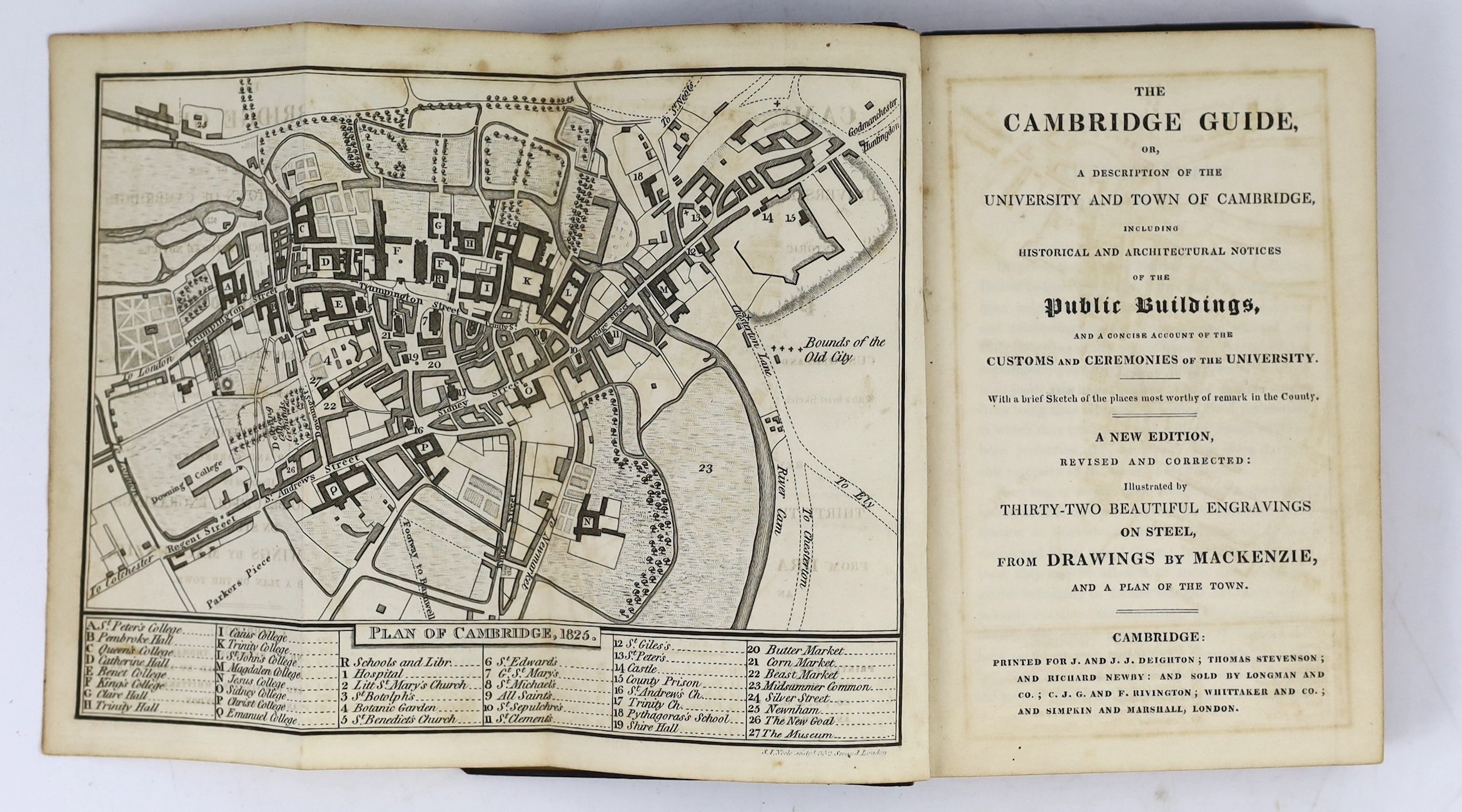 CAMBS: The Cambridge Guide, including historical and architectural notices of the public buildings ... new edition. folded plan and 8 plates, contemp. paper boards and printed label